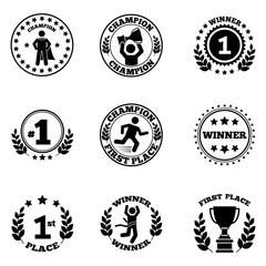 Fist place icon set isolated on white background