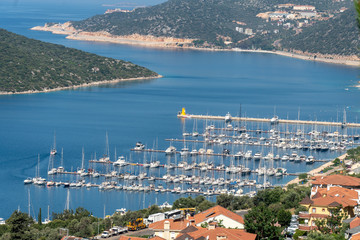 Turkish mediterranean city of Kas and mountains