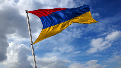 3d Illustration of  Armenia flag Wit Clouds in the Background