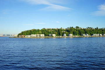 Fototapeta na wymiar Beautiful waterfront downtown of Seattle, in Washington State 