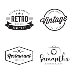 Retro Vintage Insignias or Logotypes set. Vector design elements, business signs, logos. - Vector