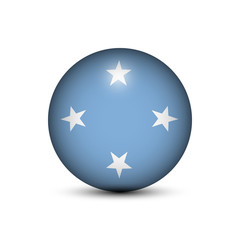 Flag of Micronesia in the form of a ball isolated on white background.