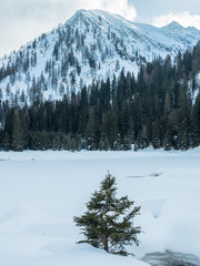 View of the snow Dolomiti mountain in North Italy.