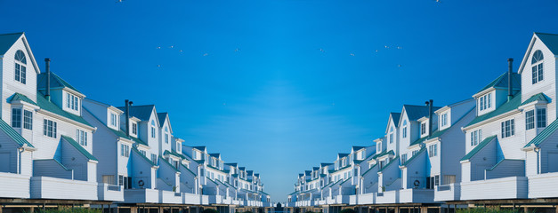 Row of lakeside condominiums, Sandusky, Ohio, USA