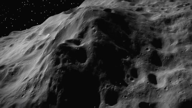 NASA animated imagery from Ceres mission of an asteroid in deep space.