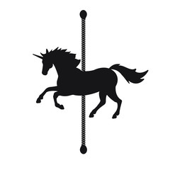 Vector flat black horse carousel silhouette icon isolated on white background  © Sweta