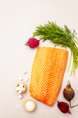 Gravlax, traditional scandinavian cooking salmon