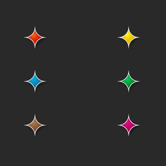 Set of colored stars for the interface on a dark background. Vector illustration