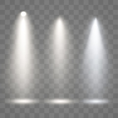 Set of scene illumination , transparent light effects. Bright lighting with spotlights.
