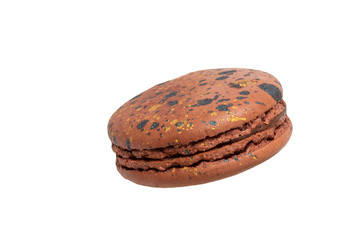 Colorful brown  macaroons isolated on white background.