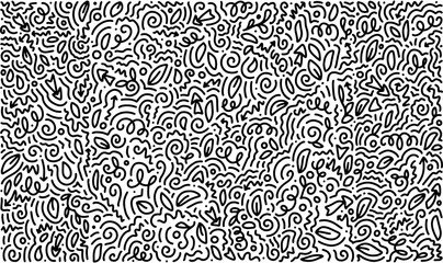 Scattered Geometric Line Shapes. Abstract Background Design. Vector Black and White Pattern.