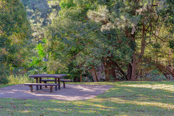 Picnic Table And Chairs In Beautiful Lush Countryside