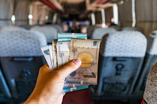 hand holding Banknotes of the Republic of Azerbaijan called Manat