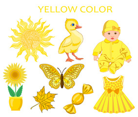 Yellow objects on a white background