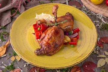 Roast Duck. Crispy whole roast duck. Thanksgiving or Christmas Dinner. Beautiful stylish menu. 