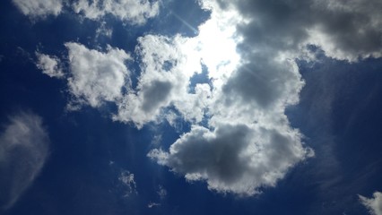 Silver And Gray Clouds With Blue Sky Background