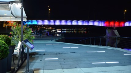 The promenade at the bank of river in night