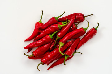 red chili or chilli cayenne pepper on white background