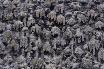 Background of artificial stalactite wall