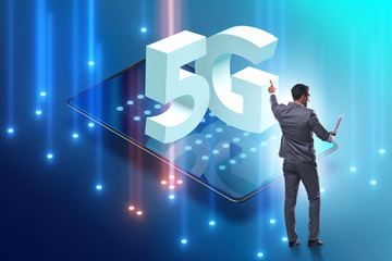 Businessman in 5g high internet speed concept