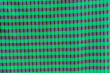 Black and green strip cotton Gamcha(Bath towel) Fabrics Close-up.