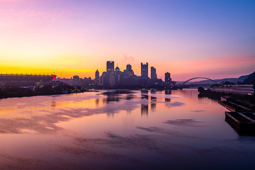 Dawn over Pittsburgh from the West End Bridge