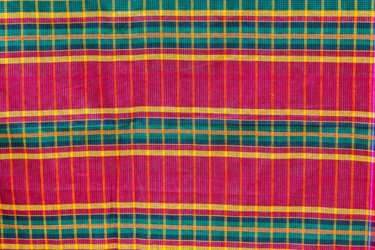 Multicolor Pure cotton Gamucha(Bath Towel) Check Fabrics Close-up.