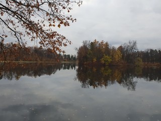 Lake landscape in autumn in Russia