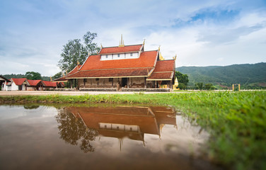 Old temple in Thailand Reflect water / The story ancient temple of is over 400 years old landmark of buddhist Wat Sri Pho Chai at Na Haeo Loei Thailand - naheaw