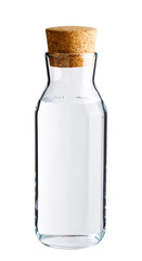 Pure water glass bottle isolated on white background, Healthcare and beauty hydration concept