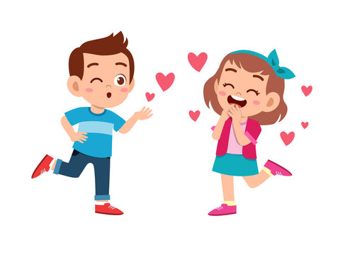 kids couple in love vector illustration