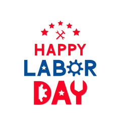 Happy Labor Day calligraphy hand lettering isolated on white. Easy to edit vector template for typography poster, banner, logo design, flyer, greeting card, postcard, party invitation, tee-shirt, etc.