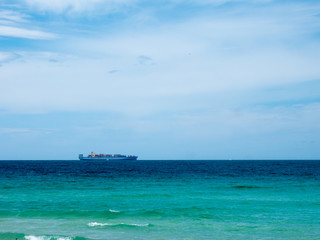 A distant ship in the Atlantic Ocean, Florida.