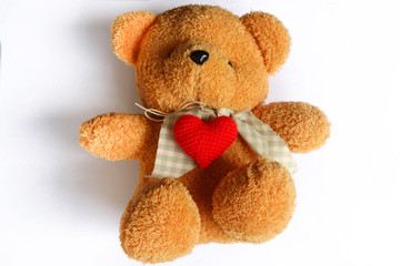 Teddy brown with shape heart on isolate background vintage give symbol