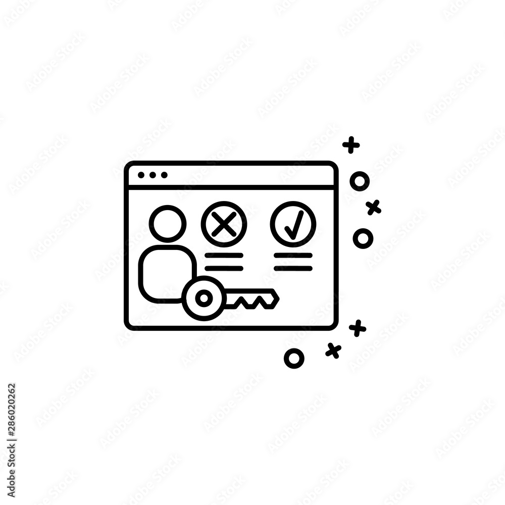 Poster authorization key password icon. element of cyber security icon