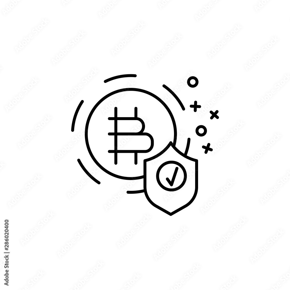 Poster cryptocurrency bitcoin shield security icon. element of cyber security icon