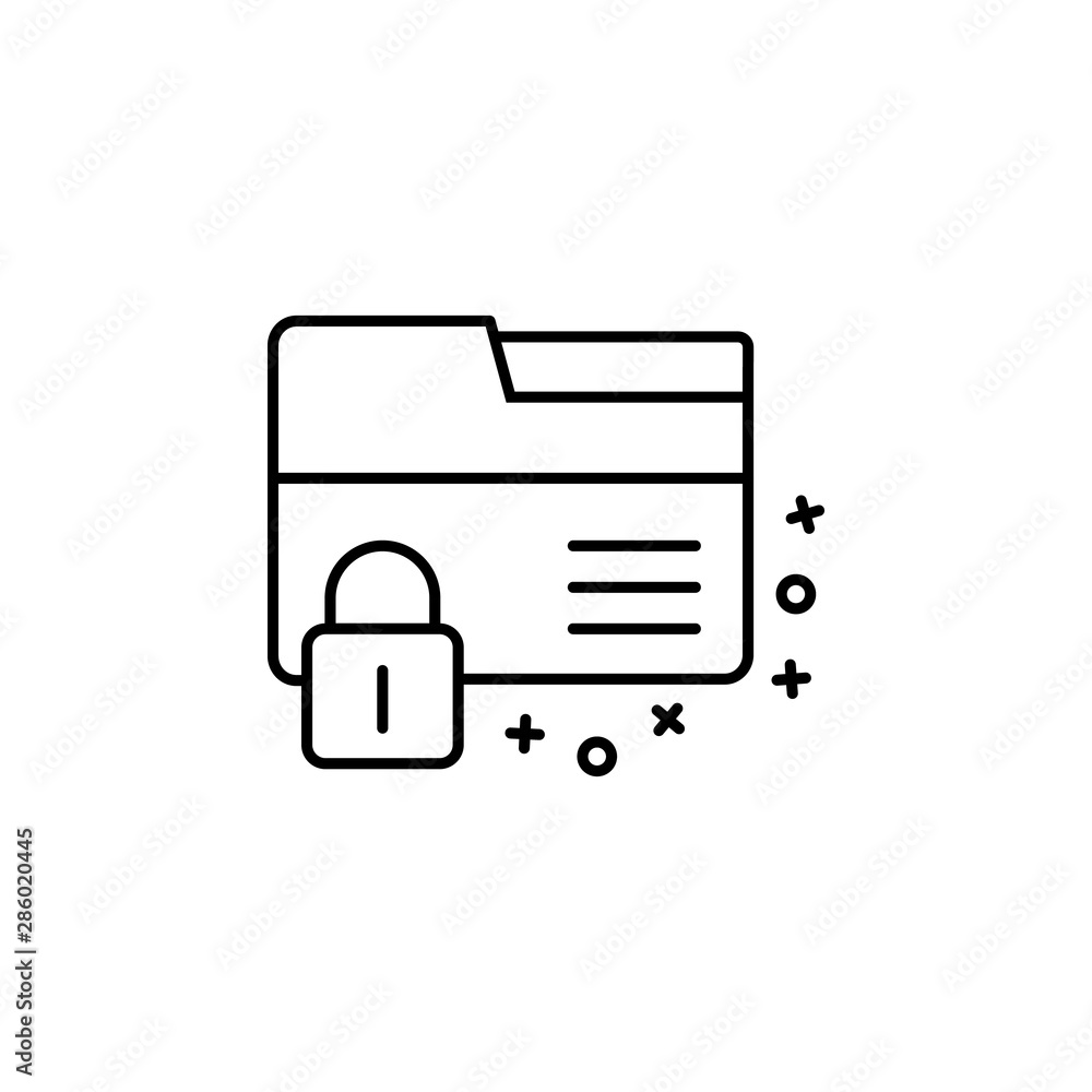 Poster data folder padlock file security icon. element of cyber security icon
