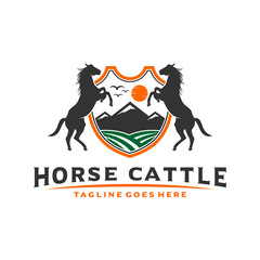 Vintage or retro cattle horse logo design