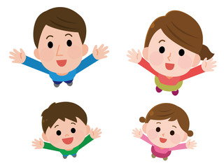 笑顔の家族　俯瞰　イラスト01