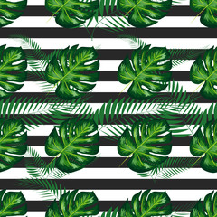 Tropical Pattern with Monstera Leaves. Summer Design
