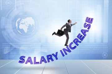 Employee in salary increase concept