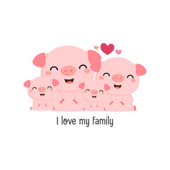 Cute pig family. 