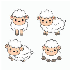 Cute sheep cartoon. Vector illustration for kids.