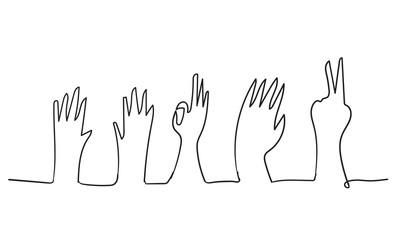 continuous line doodle hand applause gesture illustration