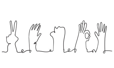 continuous line doodle hand applause gesture illustration