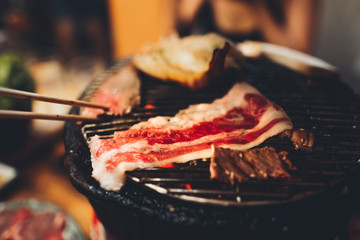 Grill Grilled meat In the restaurant