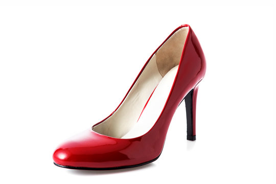 Red high heel fashion shoe on background