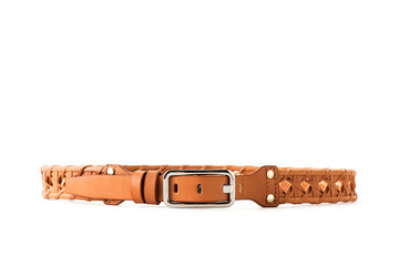 Brown color fashion belt on background