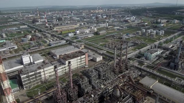 Gazprom neftekhim Salavat. Aerial view of the petrochemical complex. Part 2.