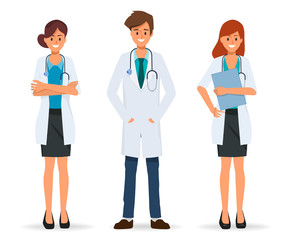 group of doctor character in hospital design. healthcare medical people.